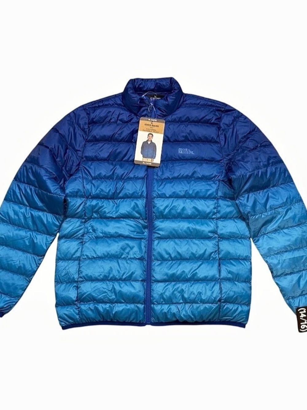 Eddie Bauer Boys Down Packable Jacket Blue Boys XL (14/16) - NWT
